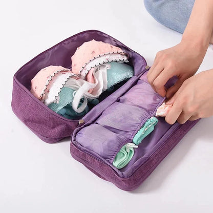 Travel Storage Bag with Multiple Compartments for Lingerie and Cosmetics – Waterproof Polyester