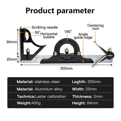 Adjustable Ruler - Versatile Set with Movable Angle Measuring Tool
