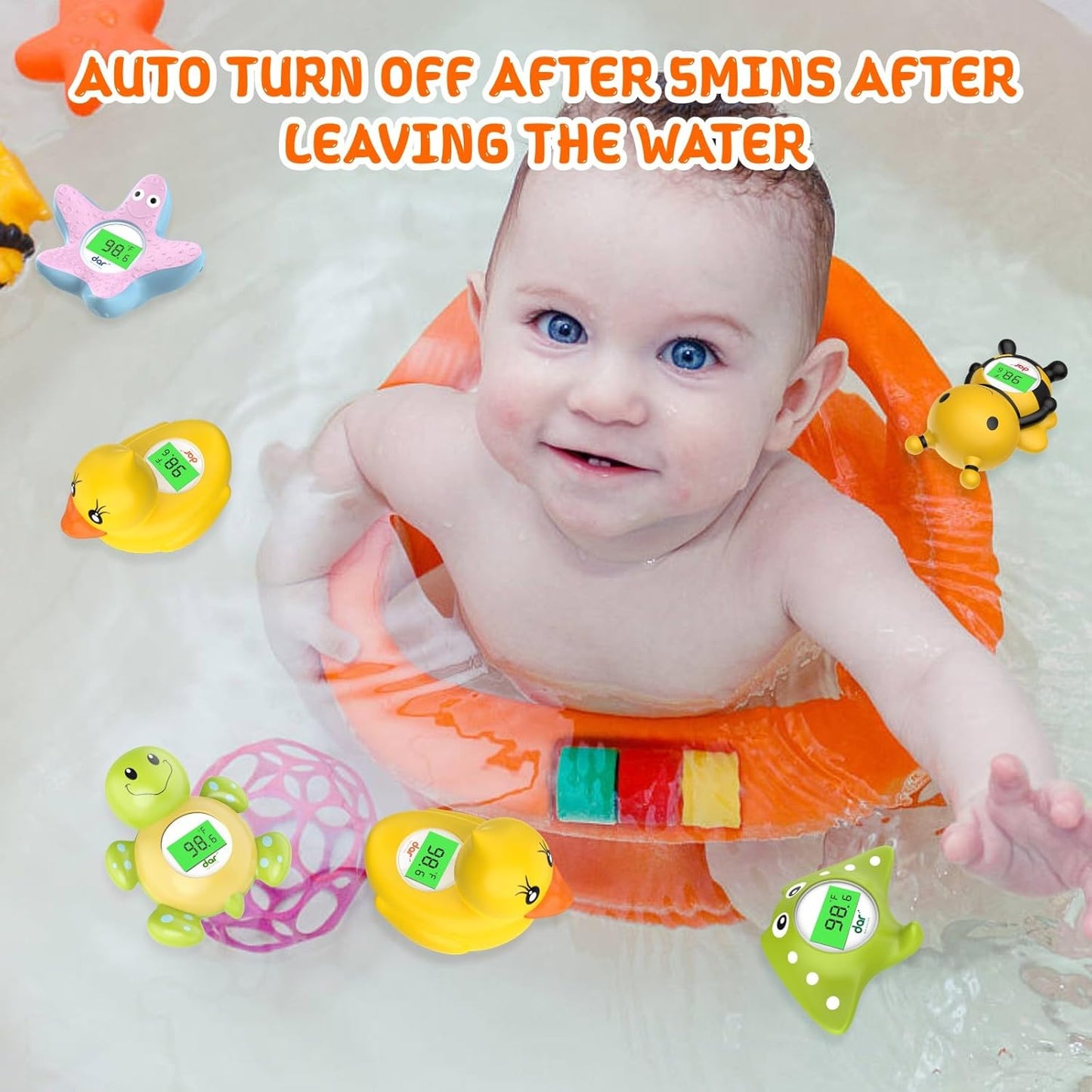 Digital Baby Bath Thermometer with 3 Color Display and Temperature Alert