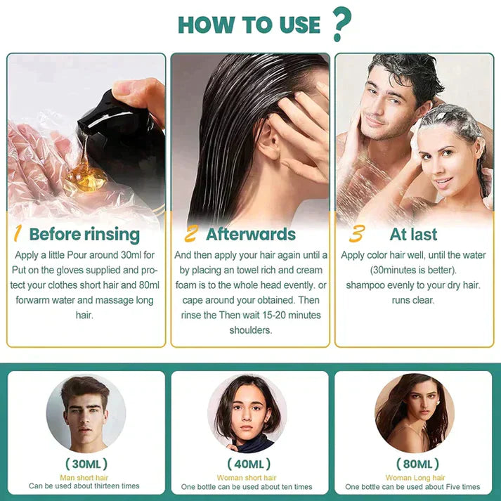 Ayurvedic Black Hair Dye Shampoo - No Side Effects