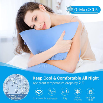 Cooling Blue Pillowcases Set of 2 – Silky Soft Q-Max 0.5