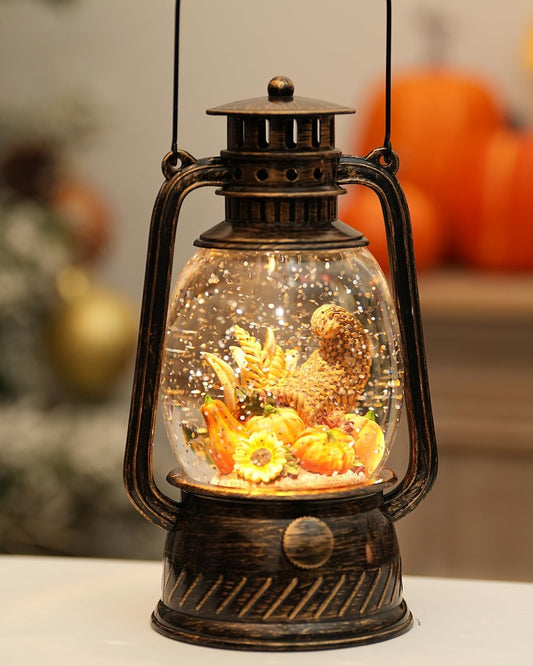Decorative Autumn Lamp with Pumpkins – Warm LED Light & 6-Hour Timer