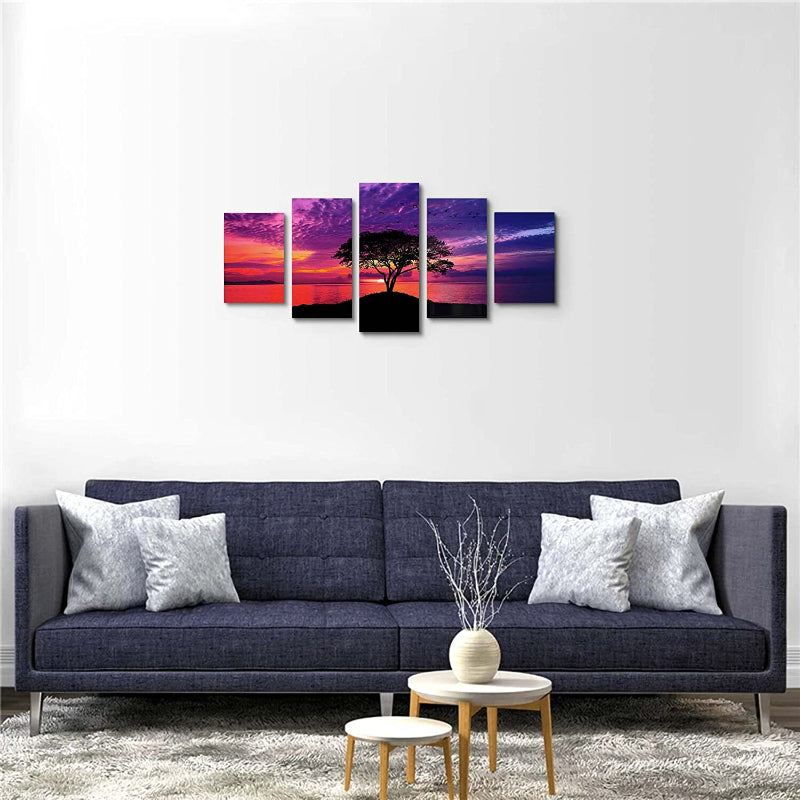 5-Piece Vibrant Coastal Sunset Canvas Art Set