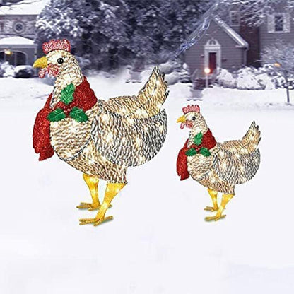 LED Chicken with Scarf – Winter Holiday Decor for Indoor and Outdoor Use