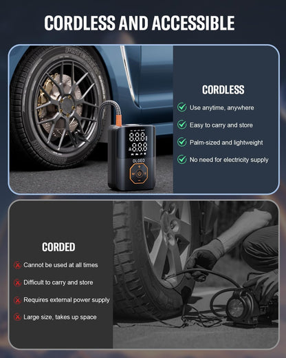Portable Tire Inflator for Car, Motorcycle & Bicycle - 18000mAh, 160 PSI