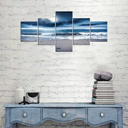 Stunning 5-Piece Coastal Moonlit Canvas Art Set