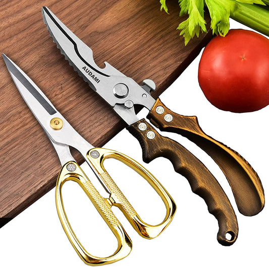 Heavy-Duty Kitchen Scissors Set - 2-Pack for Poultry and General Use