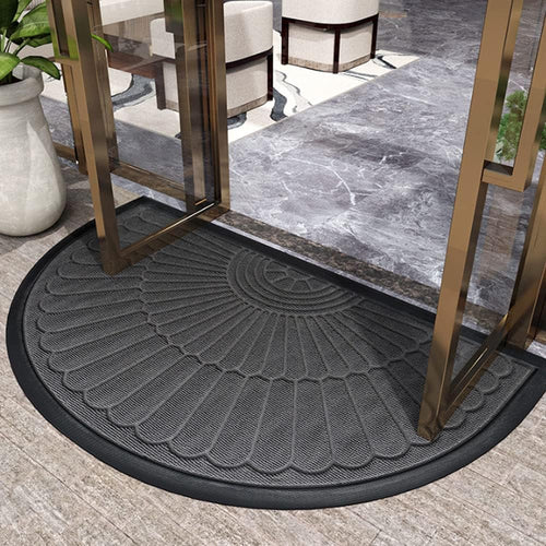 Indoor Outdoor Rubber Entryway Mat – Non-Slip Semi-Circle Design