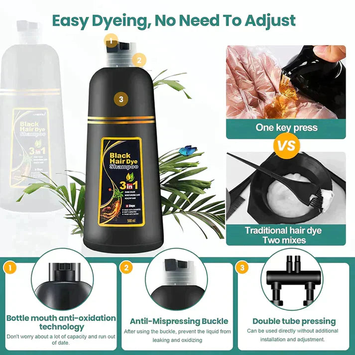 Ayurvedic Black Hair Dye Shampoo - No Side Effects