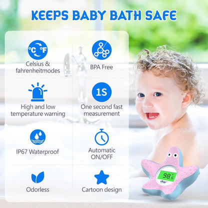 Digital Baby Bath Thermometer with 3 Color Display and Temperature Alert