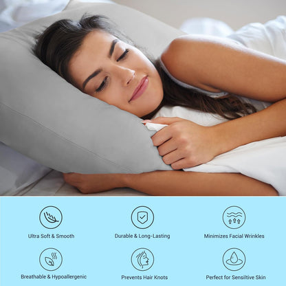 Cooling Pillowcases Set of 2 – Q-Max >0.5, Anti-Static, Gray with Hidden Zipper