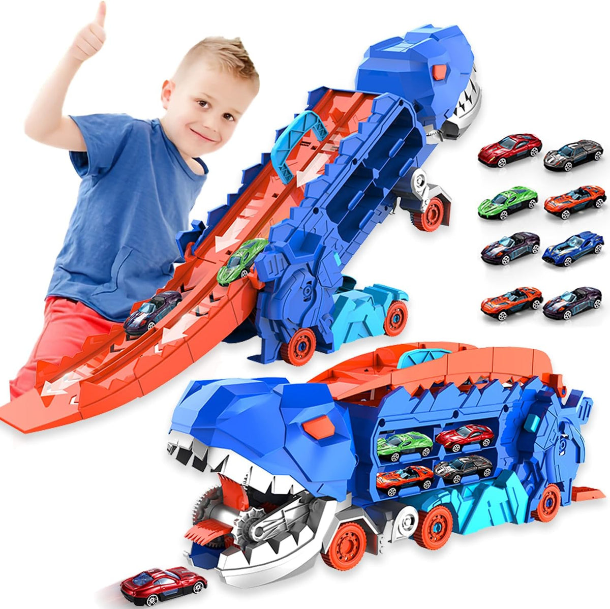 Dinosaur Toy Car Set with Race Track