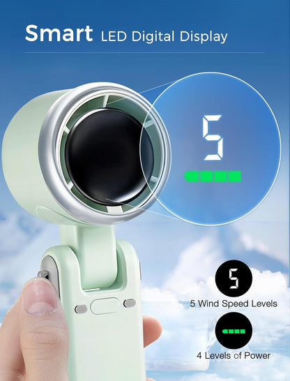 Rechargeable Mini Handheld Turbo Fan – Portable, Desk & Neck Cooling