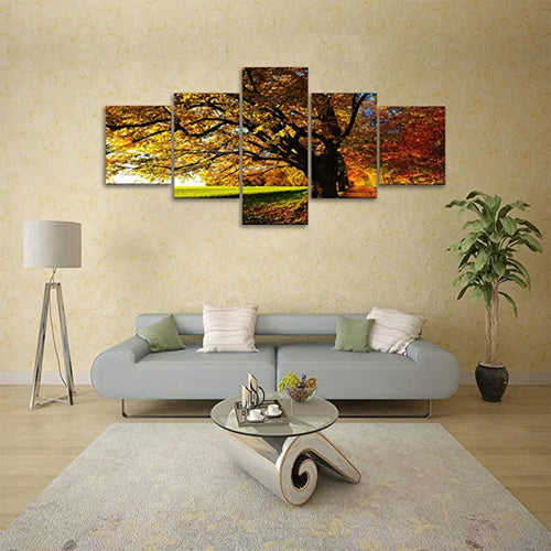 5-Piece Autumn Tree Landscape Canvas Artwork Set