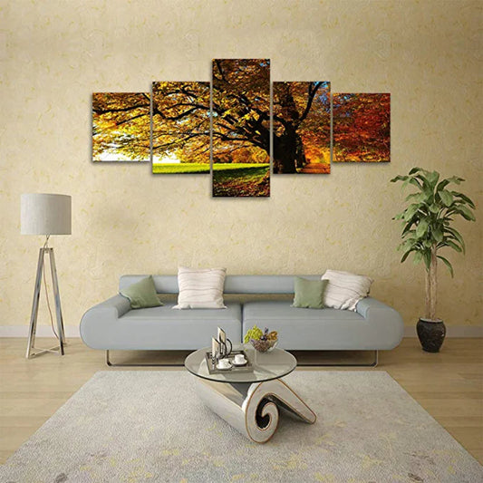 5-Piece Autumn Tree Landscape Canvas Artwork Set
