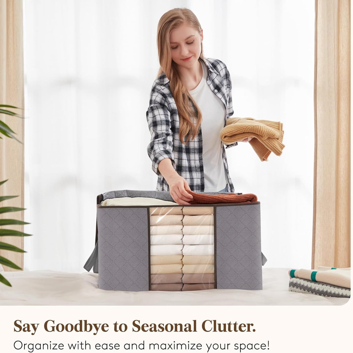 Clear Window Storage Bins for Clothes with Handles – Foldable Organizer