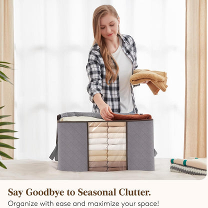 Clear Window Storage Bins for Clothes with Handles – Foldable Organizer