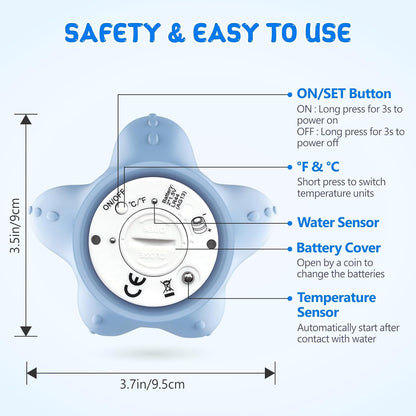 Digital Baby Bath Thermometer with 3 Color Display and Temperature Alert