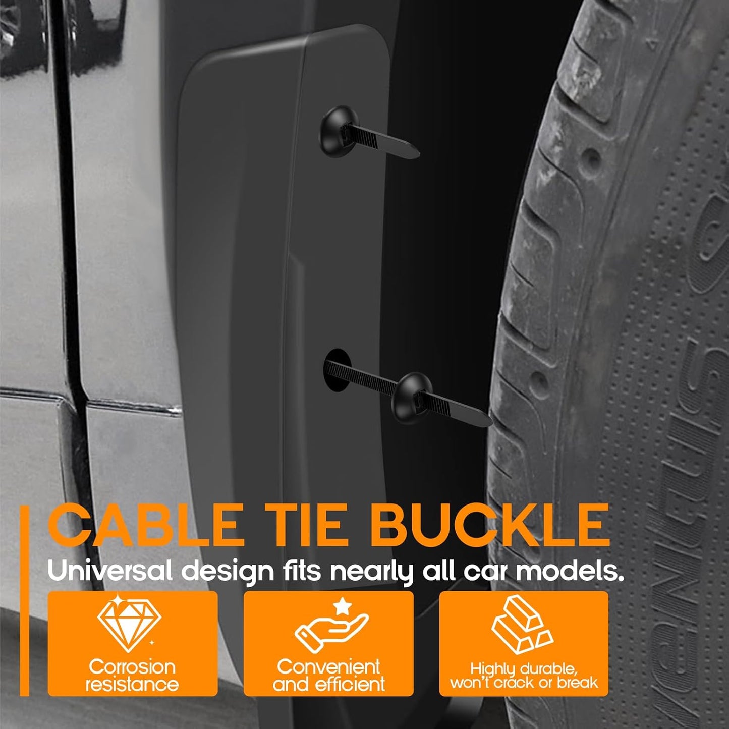 Durable Vehicle Fastening Clips - 9 x 2 cm | Quick-Release Design | UV-Resistant Nylon