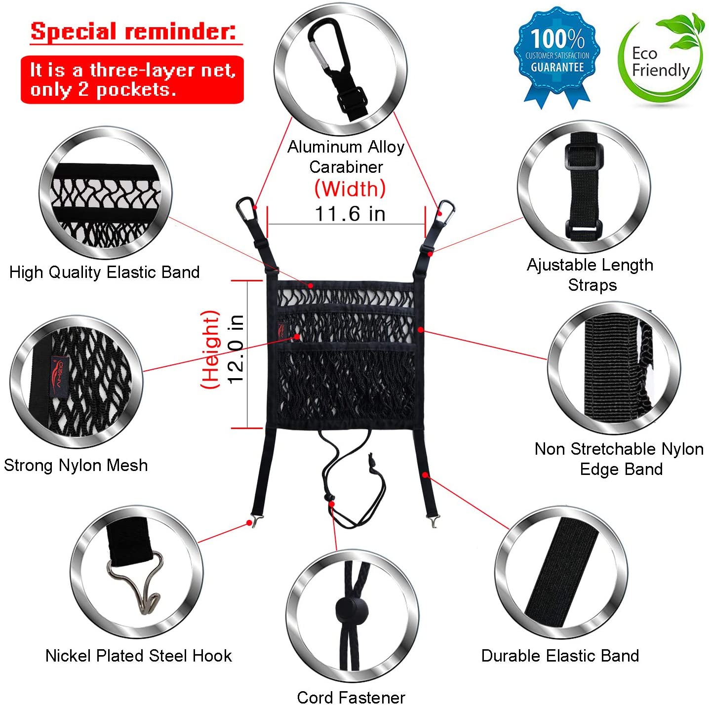 3-Layer Car Net Storage Organizer