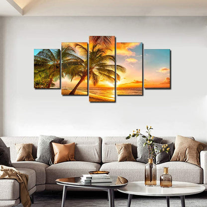 Stunning 5-Piece Beach Sunset Canvas Art Set