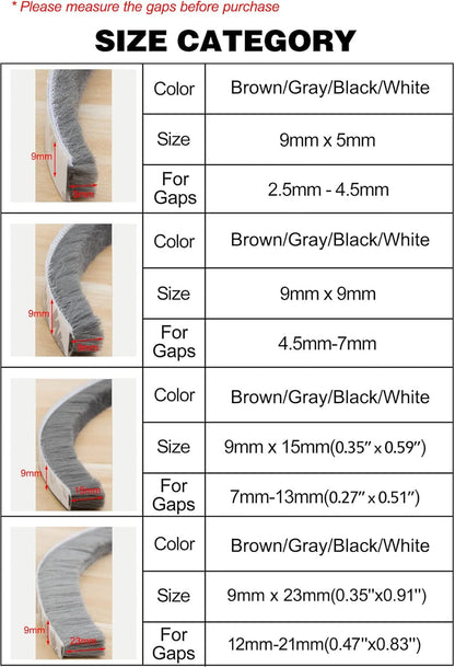 Self-Adhesive Door Seal with Brush for Effective Insulation