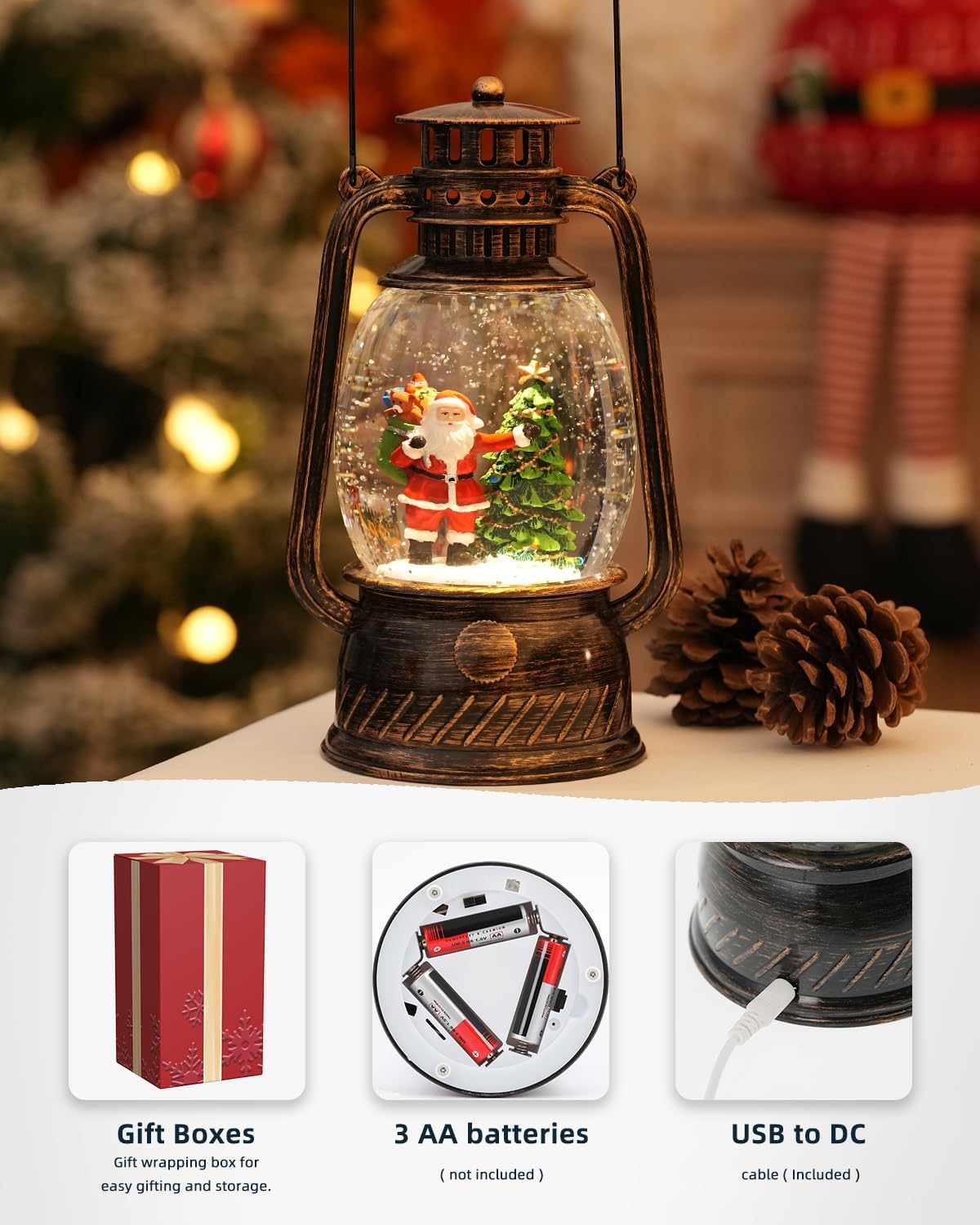 Decorative Autumn Lamp with Pumpkins – Warm LED Light & 6-Hour Timer