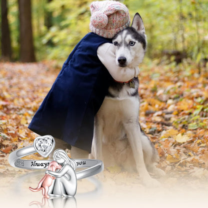 Adjustable Dog Ring – Always in My Heart with Zirconia Stones
