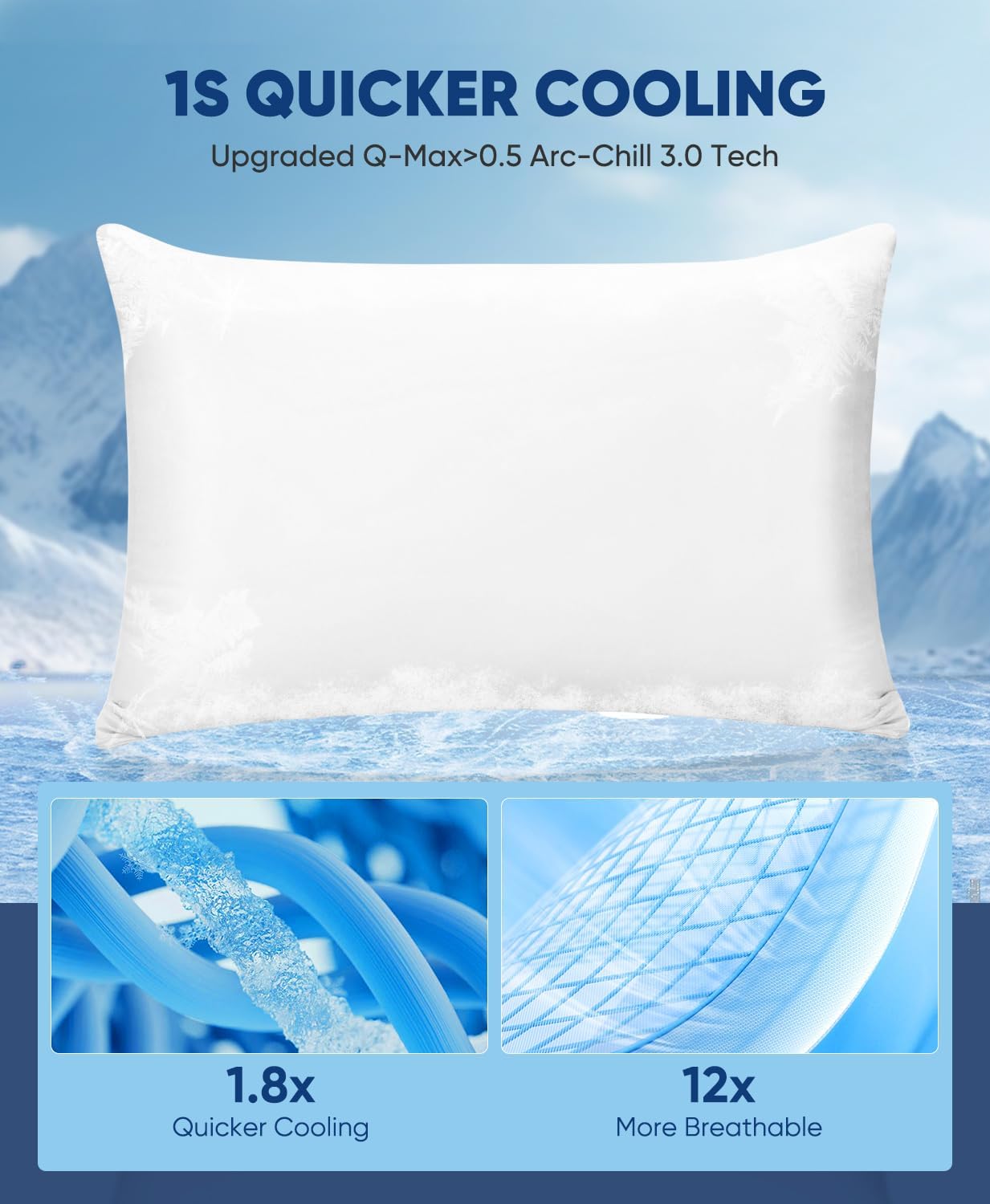 Cooling White Pillowcases Set of 2 - Silky Soft Q-Max 0.5