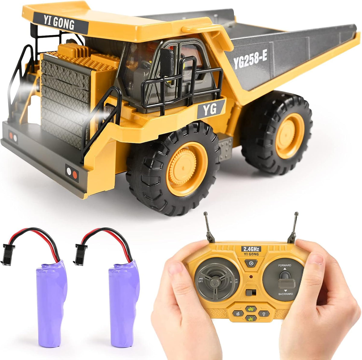 6-Wheel Excavator Toy with Remote Control, Metal Scoop, and Sounds