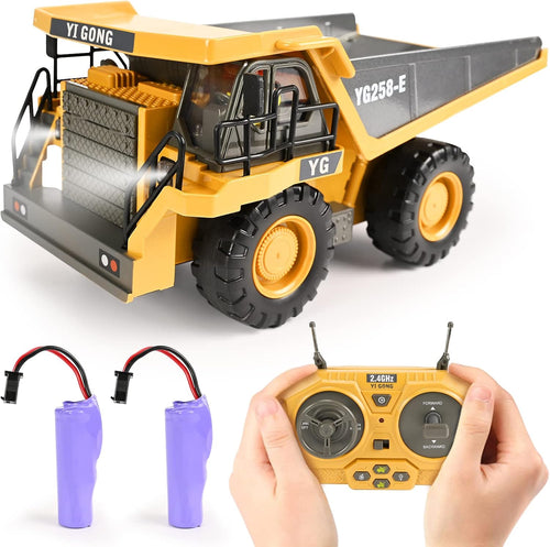 6-Wheel Excavator Toy with Remote Control, Metal Scoop, and Sounds
