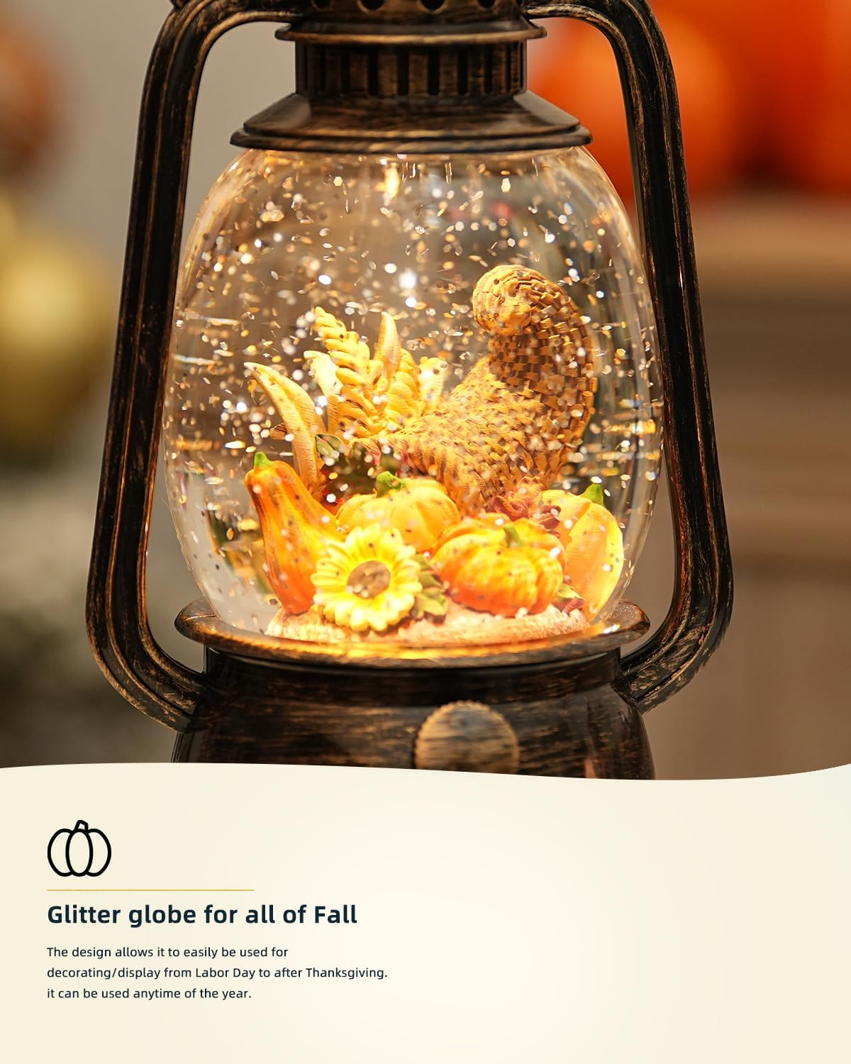 Decorative Autumn Lamp with Pumpkins – Warm LED Light & 6-Hour Timer