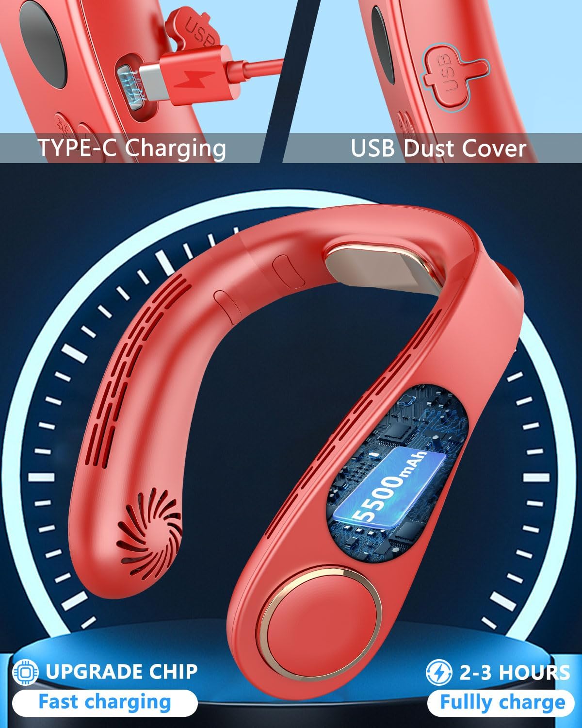 Bladeless Neck Fan with Cooling Plate and LED Display – Neck Cooler Pro