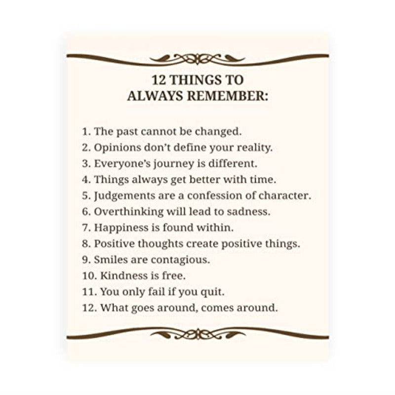 Inspirational Reminder Art Print - 12 Key Takeaways