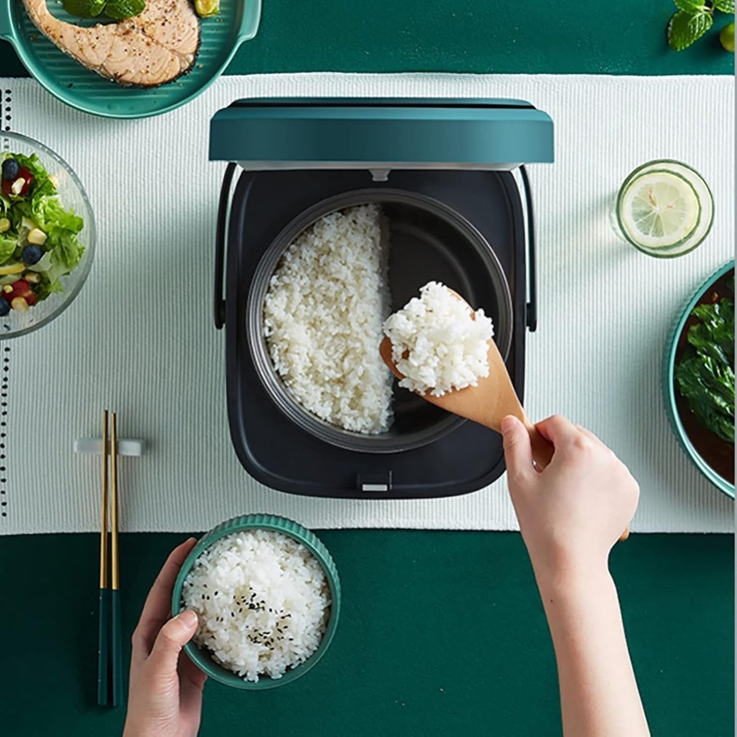 Compact 1.2L Rice Cooker with Steamer and One-Touch Control