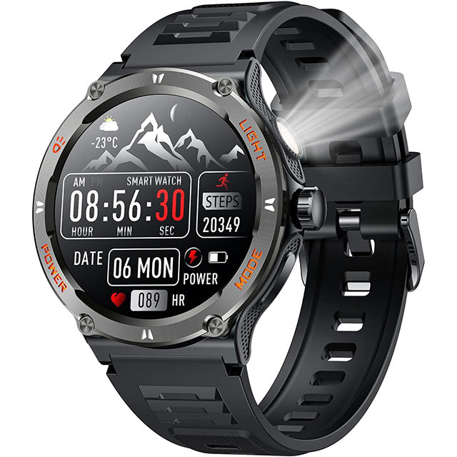 GPS Smartwatch for Men with HD Display and Flashlight Function
