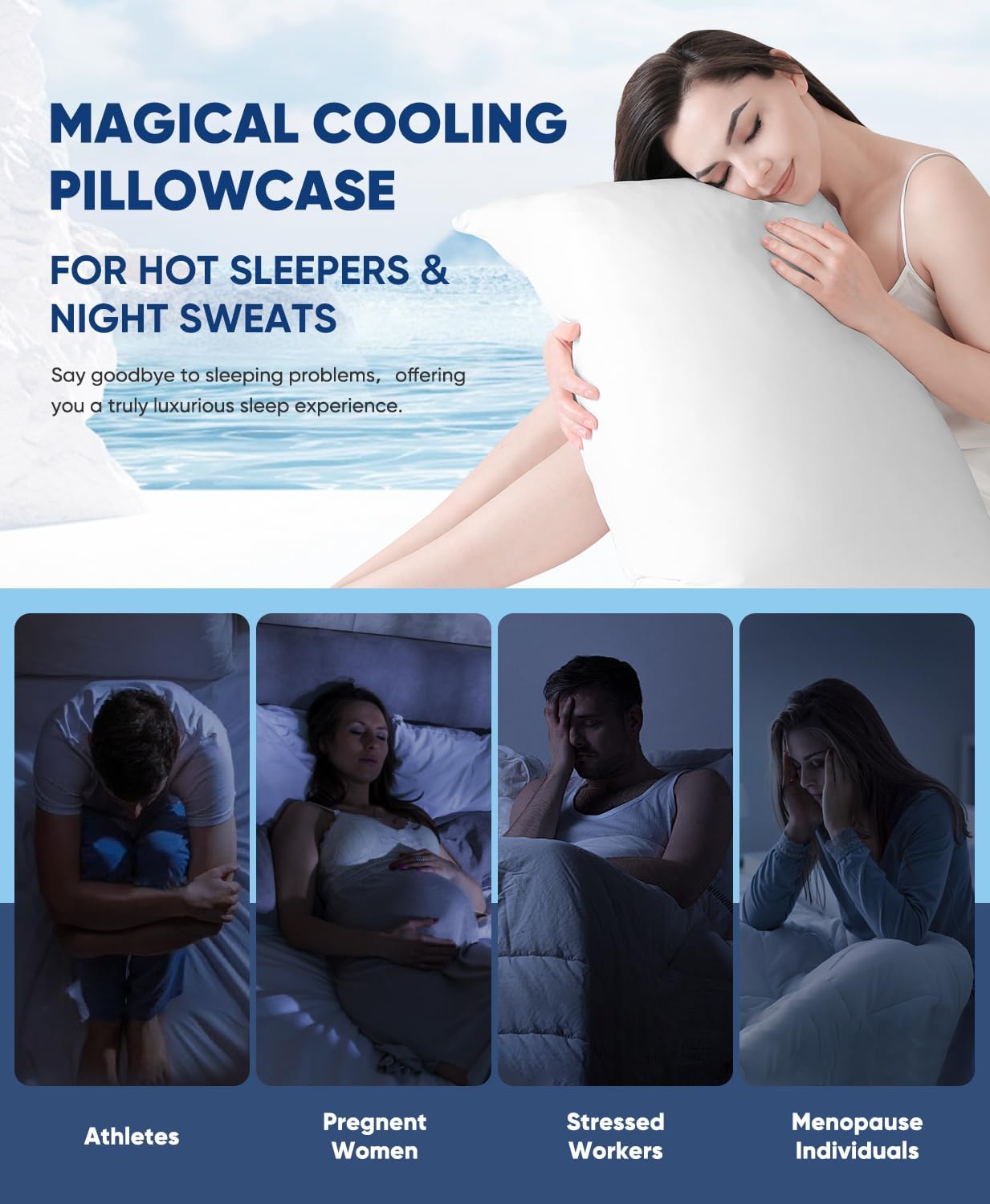 Cooling White Pillowcases Set of 2 - Silky Soft Q-Max 0.5