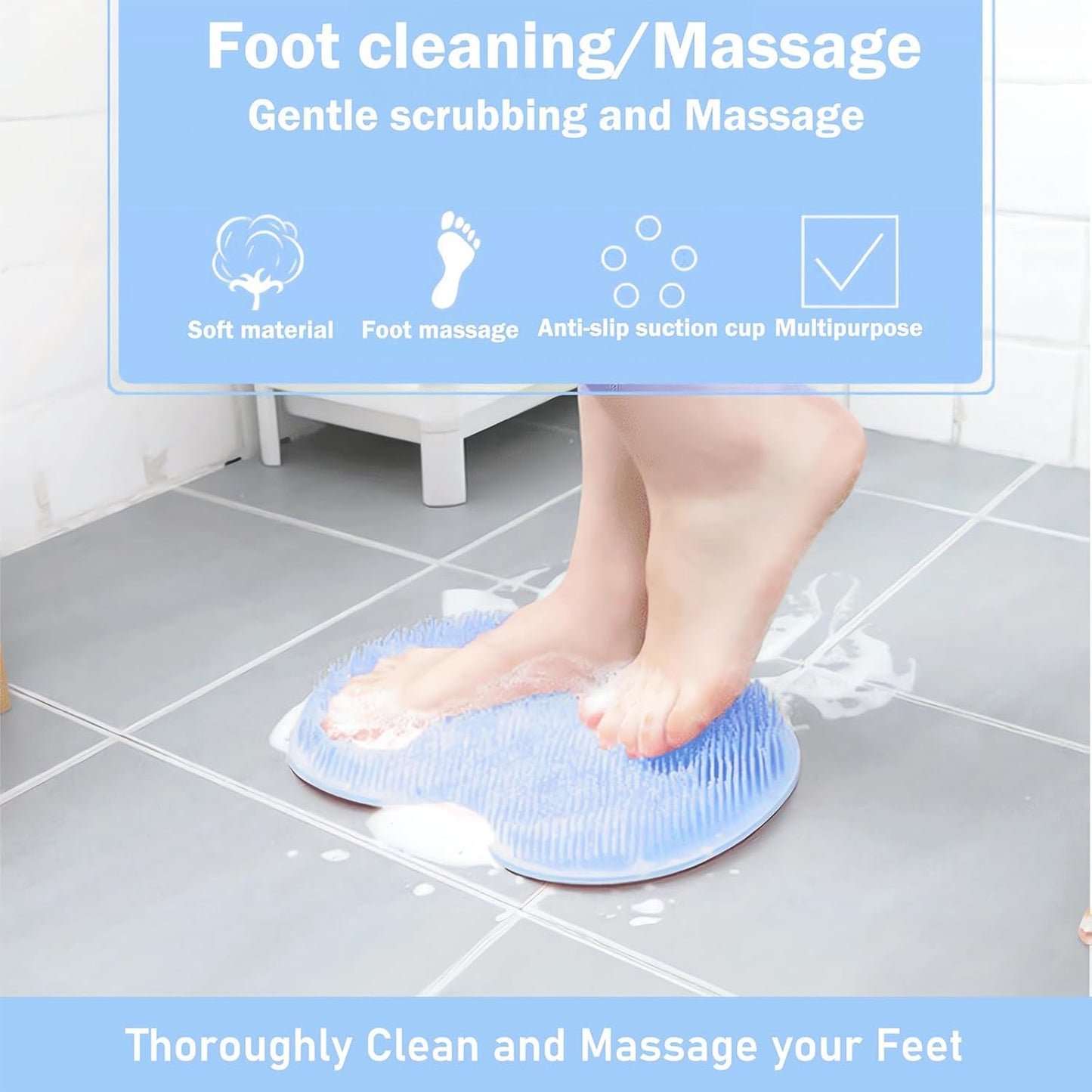 Silicone Foot Care Mat with Suction Cups | Relaxing Massage Brush for Shower