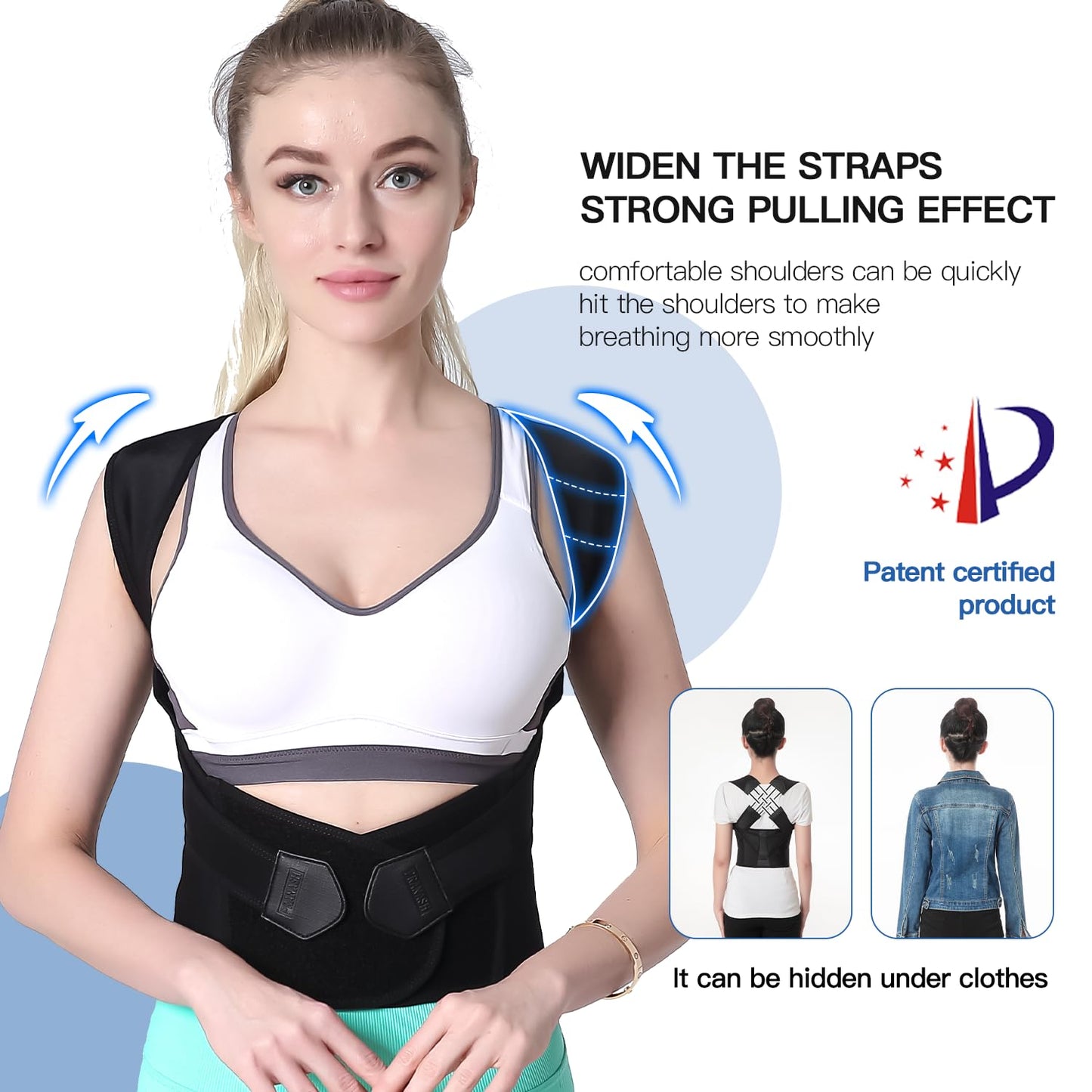 Adjustable Unisex Back Support Brace for Posture Alignment