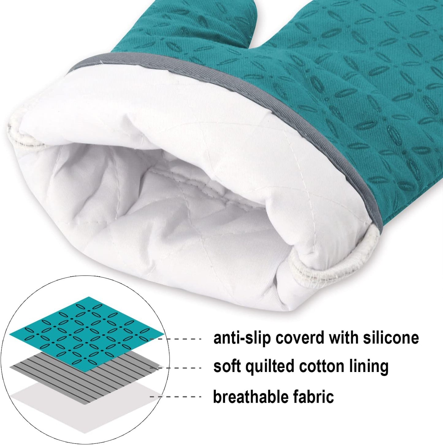 Silicone Oven Mitts Set of 6 – Heat Resistant up to 260°C