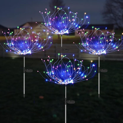 Set of 4 Solar-Powered Garden Sparkle Lights - Weather-Resistant LED Decor for Outdoor Spaces