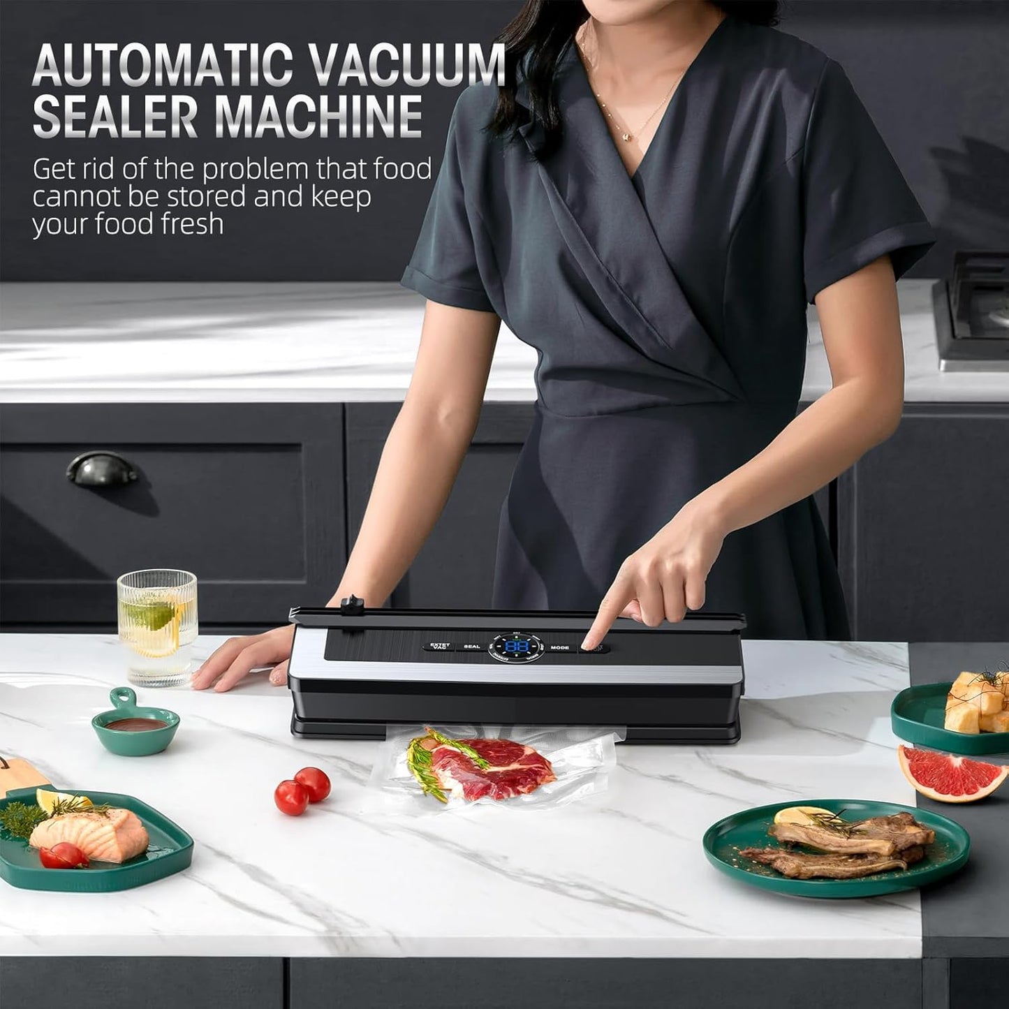 8-in-1 Vacuum Sealing Machine with Integrated Cutter