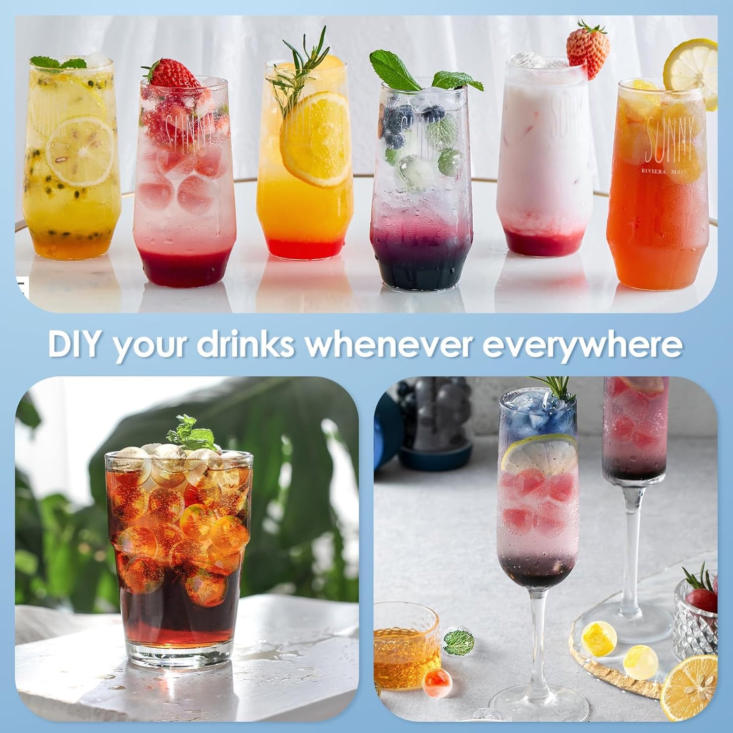 2-Pack Round Ice Mold Trays with Lids and Bin – 0.8” Freezer Tools