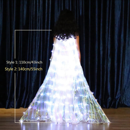 Illuminated Fairy Cloak with LED Wings | 140 cm / 110 cm | Includes Telescopic Rods & Switch | Perfect for Stage, Party & Performance