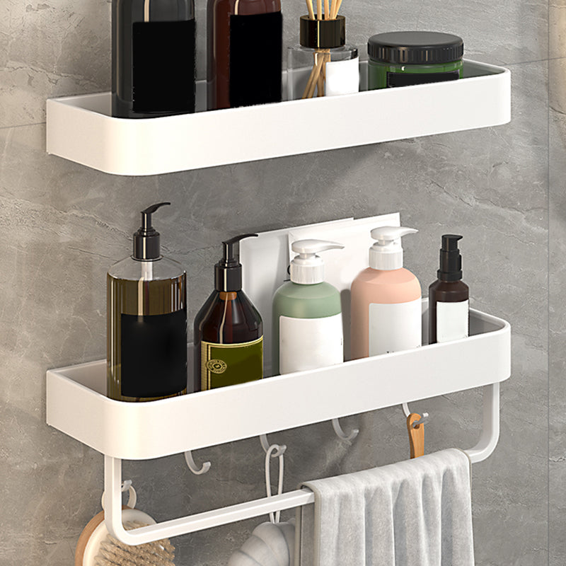 Modern Bathroom Accessories Set - White 2-Piece Shelf and Hardware