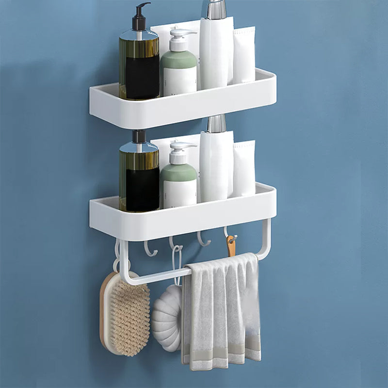 Modern Bathroom Accessories Set - White 2-Piece Shelf and Hardware