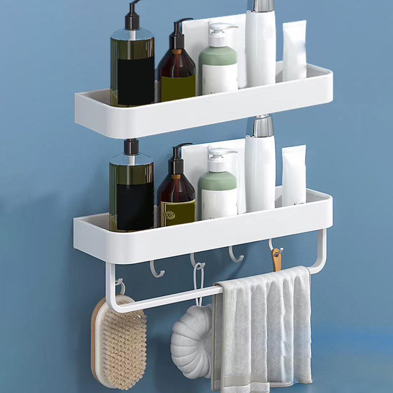 Modern Bathroom Accessories Set - White 2-Piece Shelf and Hardware