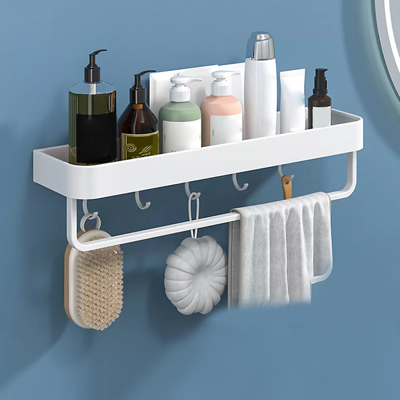 Modern Bathroom Accessories Set - White 2-Piece Shelf and Hardware