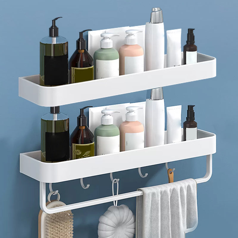 Modern Bathroom Accessories Set - White 2-Piece Shelf and Hardware