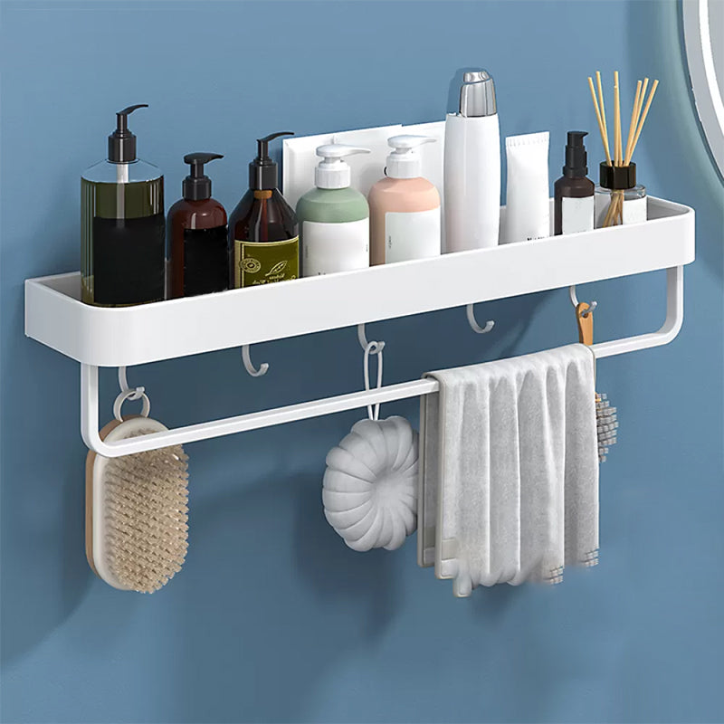 Modern Bathroom Accessories Set - White 2-Piece Shelf and Hardware